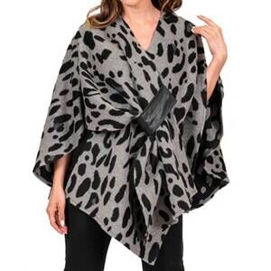 NEW SCAPA v-neck pull over poncho in grey/black